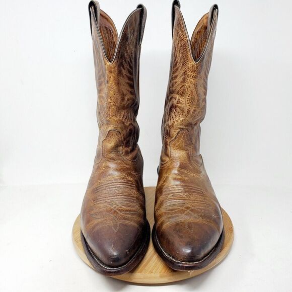 Boulet Boots Mens 9 3E WIDE Brown Leather Cowboy Shoes 1867 HillBilly Golden‎ - Picture 3 of 16
